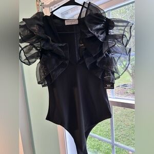 Black Ruffled Women's Top